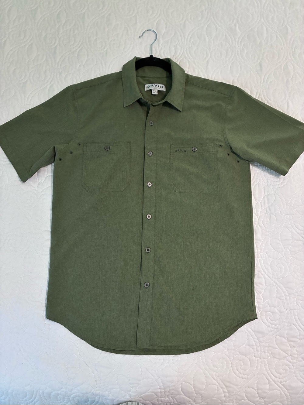Orvis Men's Olive Short-Sleeve Button-Down Shirt